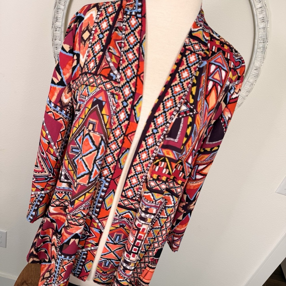 Travel Elements NWT Womens Lightweight Cardigan Artsy Colorful Aztec Boho Open L